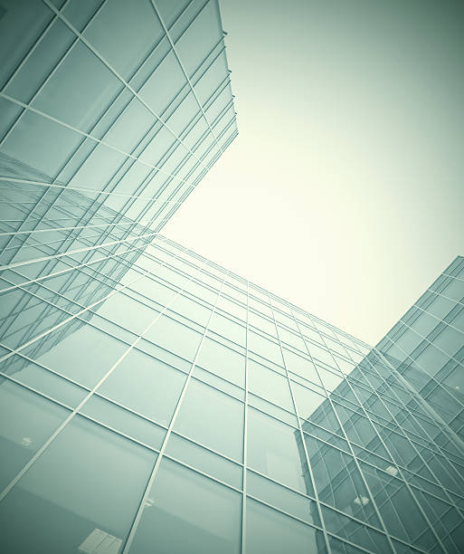 istock office buildings in the morning, wide angle view 476841401