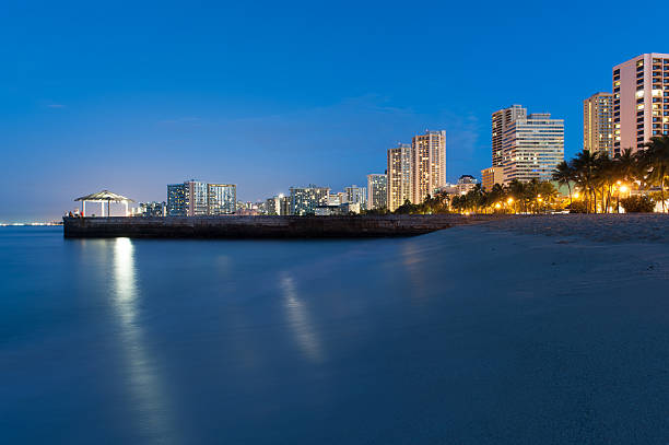istock Beach at Waikiki with buildings and a Gazebo 476841615