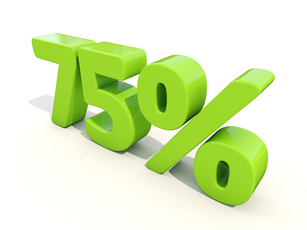 istock 75% percentage rate icon on a white background 476842489