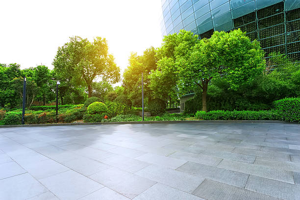 istock Empty road near modern building exterior 476844668