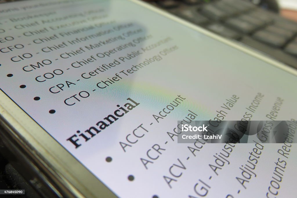 business and finance abbreviations- Finance Business Stock Photo