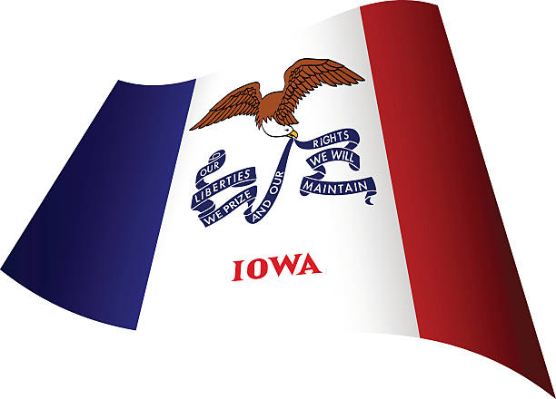 Waving Flag of Iowa Waving Flag of Iowa iowa flag stock illustrations