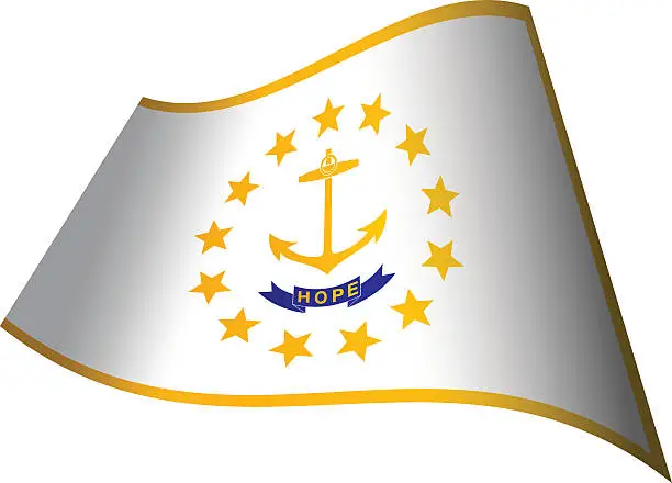 Vector illustration of Waving Flag of Rhode Island