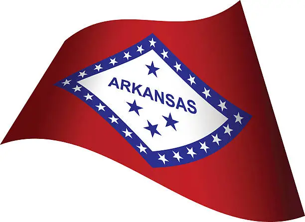 Vector illustration of Waving Flag of Arkansas