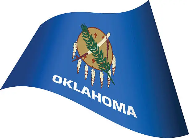 Vector illustration of Waving Flag of Oklahoma