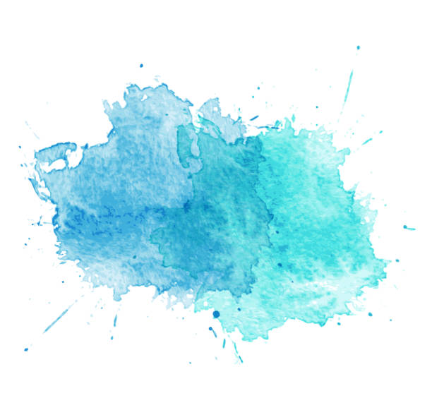 ilustrações de stock, clip art, desenhos animados e ícones de azul splatters de aguarela. vector - blue ink
