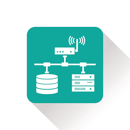 Flat Computer Network With Database Wifi And Server Stock Illustration ...