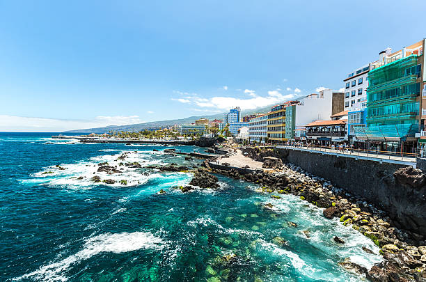 Coastline view in Puerto de La Cruz Rocky coastline view in Puerto de La Cruz, Tenerife, Canary islands, Spain. puerto de la cruz tenerife stock pictures, royalty-free photos & images