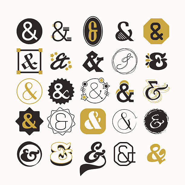Stylized Ampersand sign and symbol design elements set Stylized Ampersand sign and symbol design elements set ampersand stock illustrations