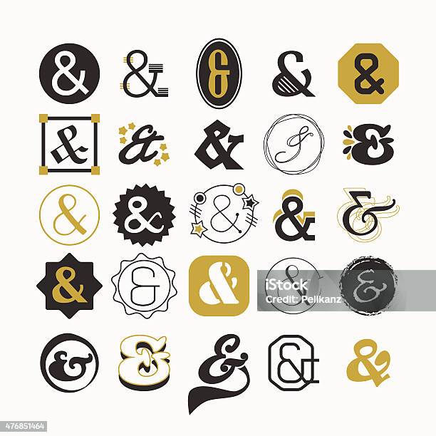 Stylized Ampersand Sign And Symbol Design Elements Set Stock Illustration - Download Image Now