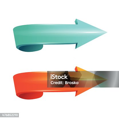 istock Orange and blue arrows. Stickers pointers. Vector illustration 476852210