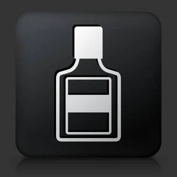 Vector illustration of Black Square Button with Glue Bottle