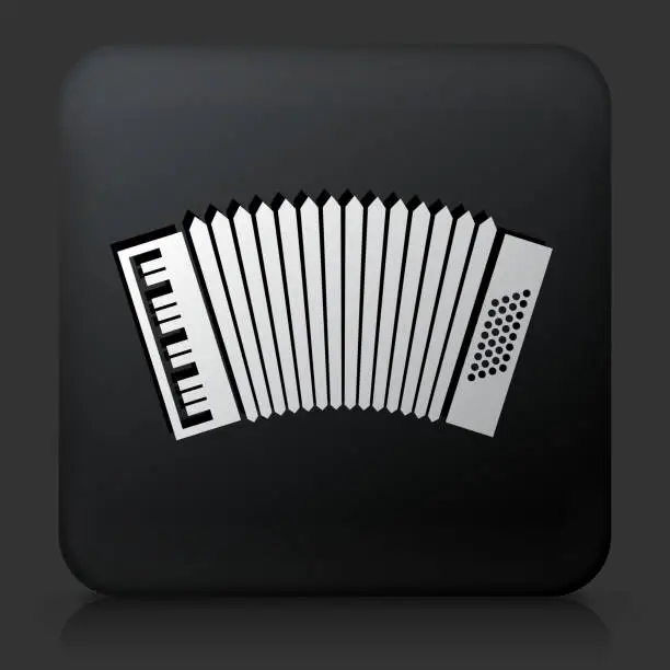 Vector illustration of Black Square Button with Accordion