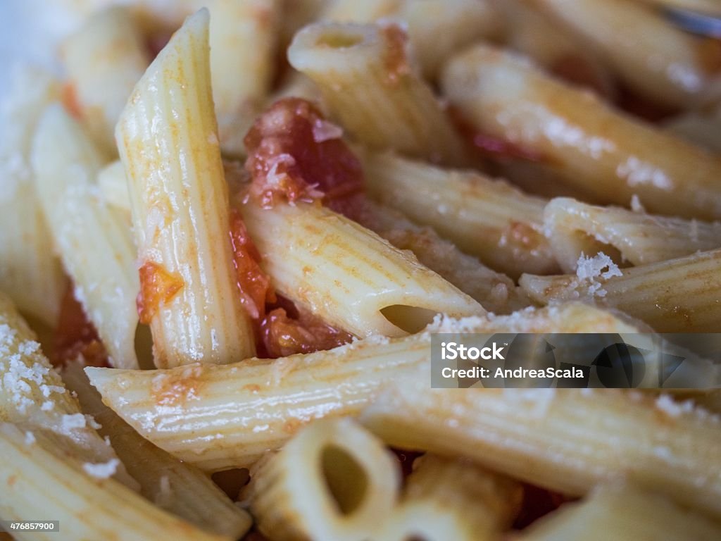 Cooked Pasta with Tomato Sauce and Grated Parmesan Cheese 2015 Stock Photo