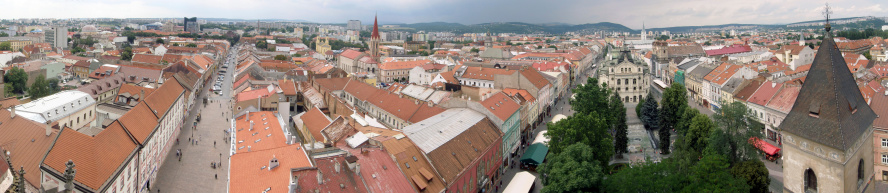 Panorama of city center in Kosice, Slovakia. Kosice is a city in eastern Slovakia with a population of approximately 240,000.