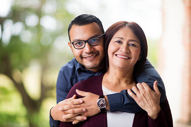 Happy mother and son stock photo