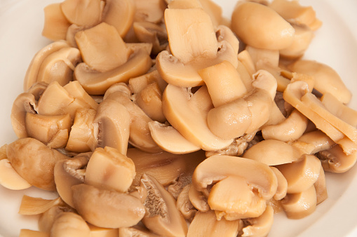 Freshly Chopped Mushrooms Placed on a Plate.