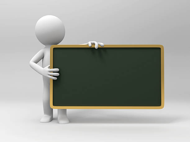 signboard 3d people hold an empty signboard man writing on white board stock pictures, royalty-free photos & images