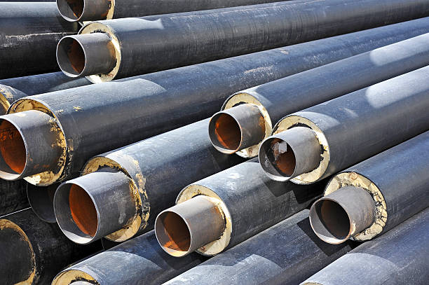 istock Steel pipe with heat insulation 476862954