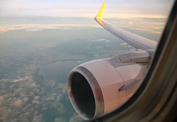 Photo of View through airplane porthole