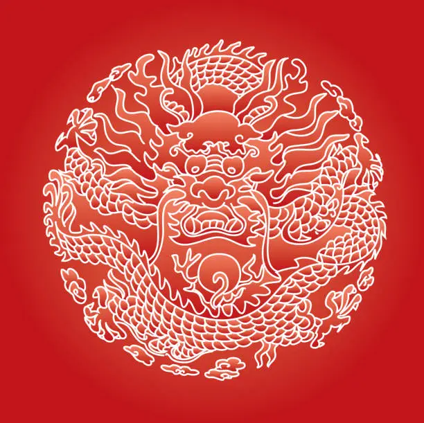 Vector illustration of Chinese dragon pattern