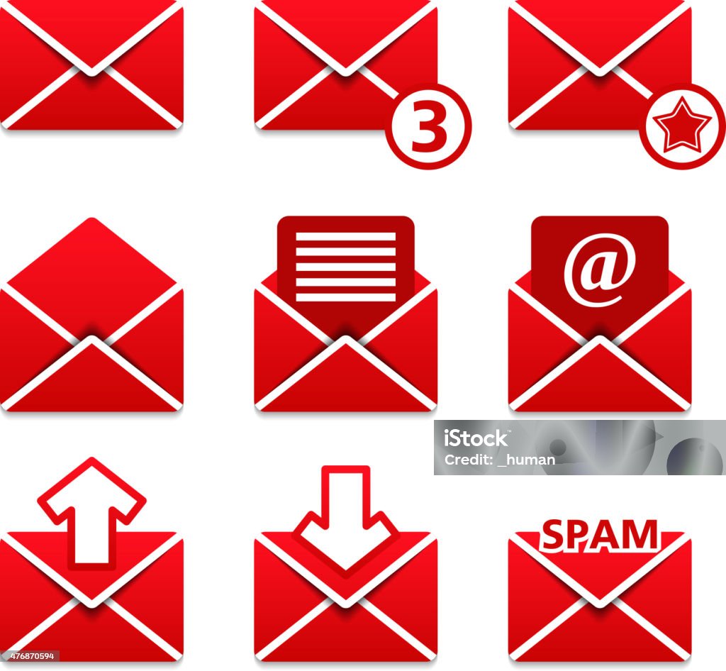 Mail Icons Red mail icons set, vector eps10 illustration 2015 stock vector