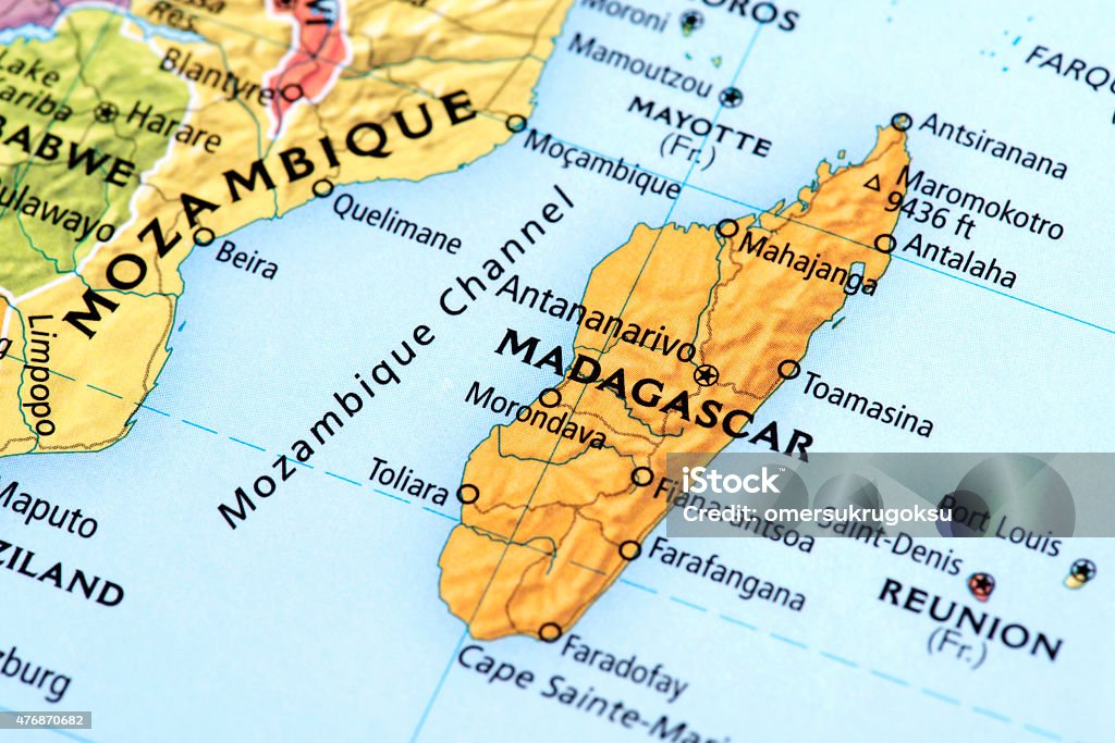 Map of Madagascar Map of Madagascar. Detail from the World Map. Madagascar Stock Photo