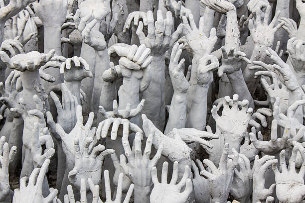 Hand palm of a man painted black