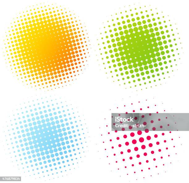 Set Of Abstract Halftone Design Elements Stock Illustration - Download Image Now - Pop Art, Spotted, Half Tone