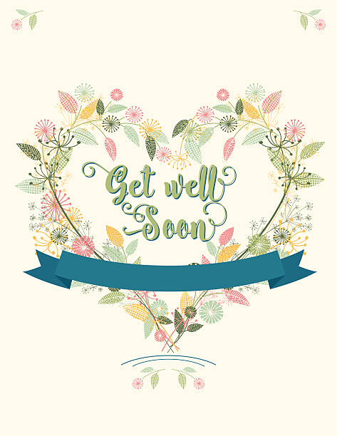 stockillustraties, clipart, cartoons en iconen met wildflowers floral  get well soon card - beterschap