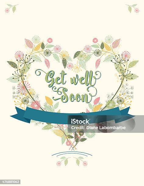 Wildflowers Floral Get Well Soon Card Stock Illustration - Download Image Now - Get Well Card, Get Well Soon - Short Phrase, Flower