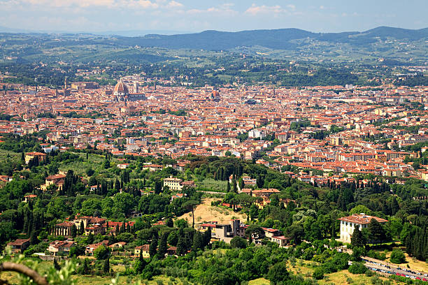 Florence panoramic view Florence sityscape palazzo vecchio stock pictures, royalty-free photos & images