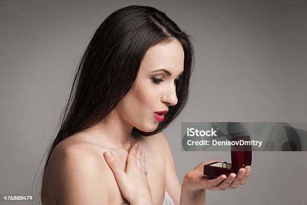 Beautiful Woman Holding Jewelry Box Stock Photo - Download Image Now - Adult, Bride, Brown Hair