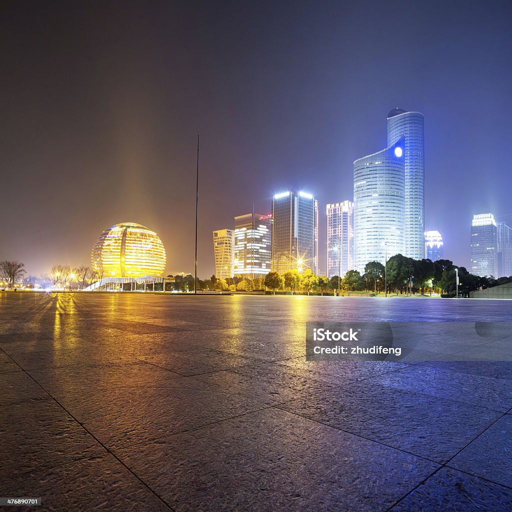 night scene of modern building Architecture Stock Photo