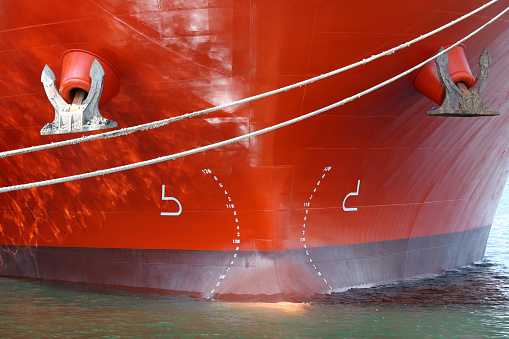 front view of a big ship, closeup 