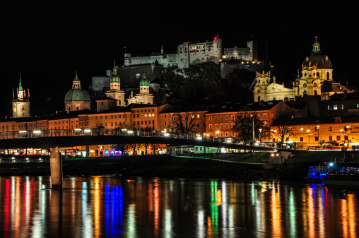 Salzburg city light over the river