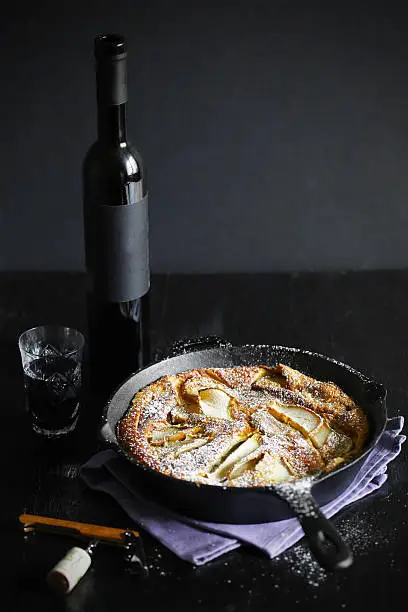 Photo of Clafoutis with pears and red dessert wine