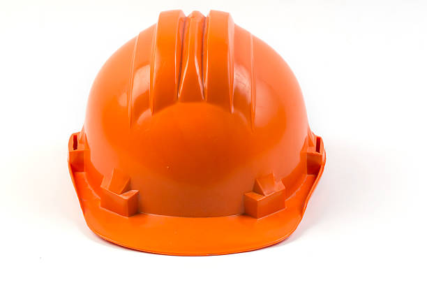 istock Orange Safety helmet on white background 476897486