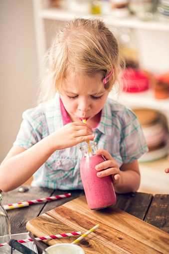 Shoot Brief. Ref: #49 - Little Girl Drinking Fresh Berry Smoothie - This submission was created with Shoot Production Tool Feedback