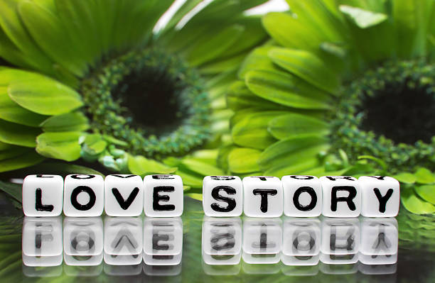istock Green flowers and love story message 476899497