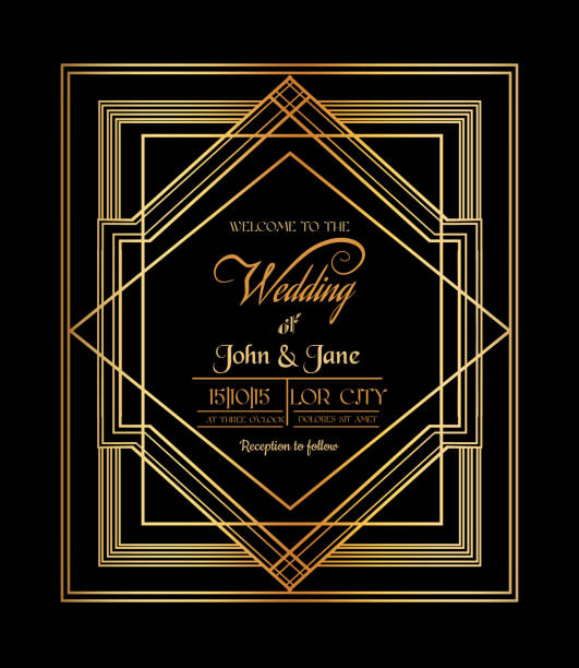 Wedding Invitation Card - Art Deco & Gatsby Style Wedding Invitation Card - Art Deco & Gatsby Style - save the date - in vector gatsby stock illustrations