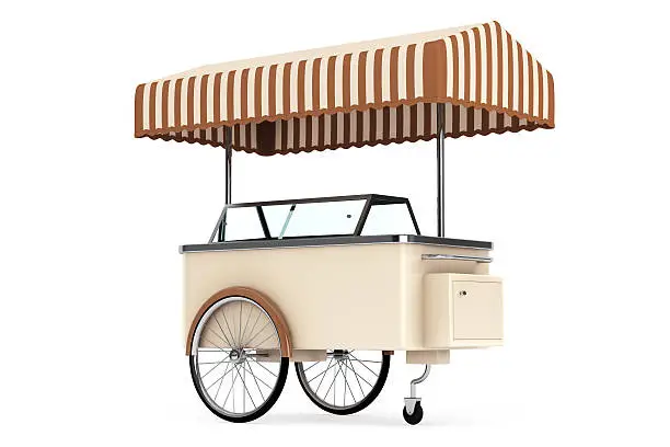 Ice cream cart on a white background