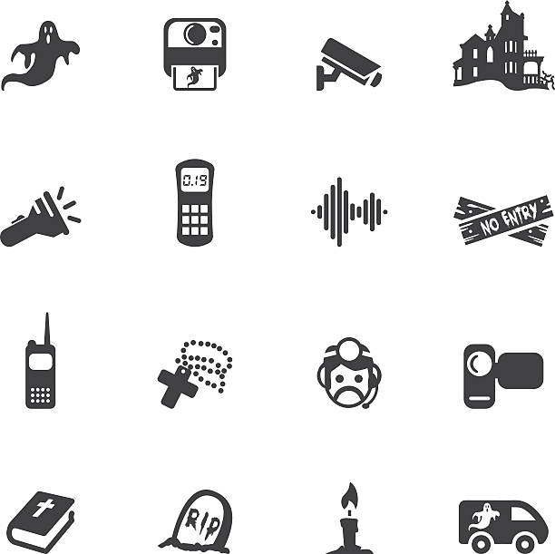 Ghost Hunter Silhouette Icons Ghost adventures Silhouette Icons EPS 10 dynamometer stock illustrations