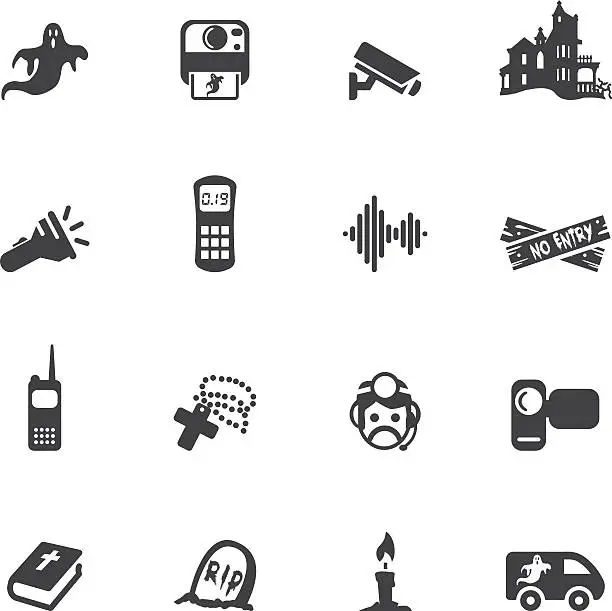 Vector illustration of Ghost Hunter Silhouette Icons