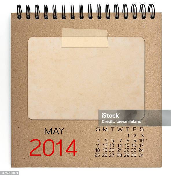 May 2014 Calendar Brown Notebook With Old Blank Photo Stock Photo - Download Image Now