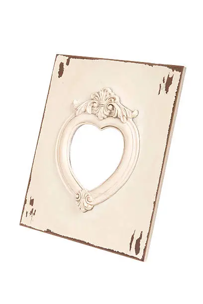 Old heart picture frame isolated with clipping path.