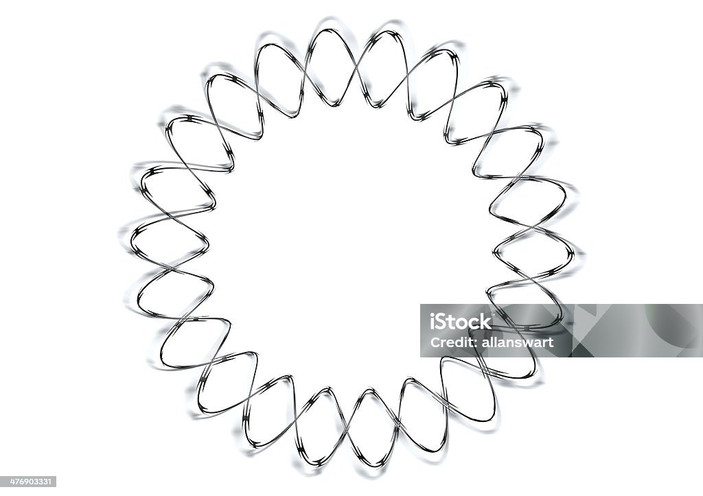 Barbed Wire Circle A circular shaped coil of razor wire on an isolated white background Army Stock Photo