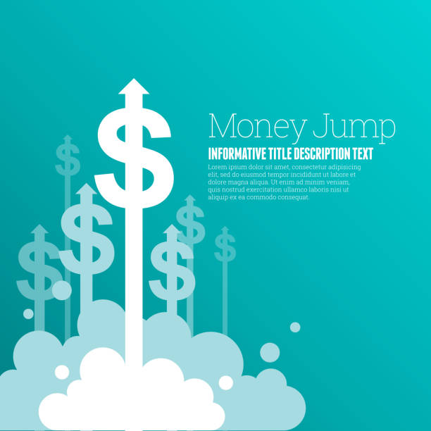 Money Jump Vector illustration of dollar currency signs with upward arrows. finance backgrounds stock illustrations
