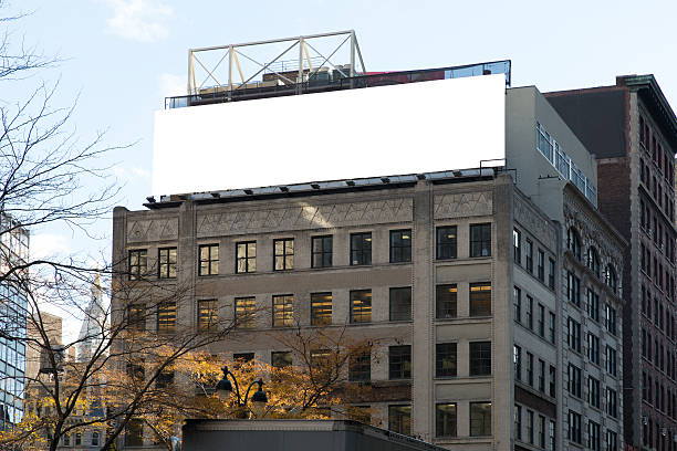 Big, horizontal, white, blank, billboard. stock photo