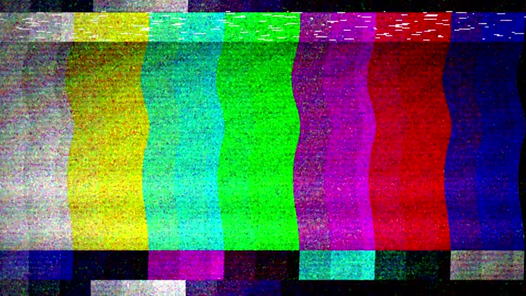 Bad TV signal on the TV screen.